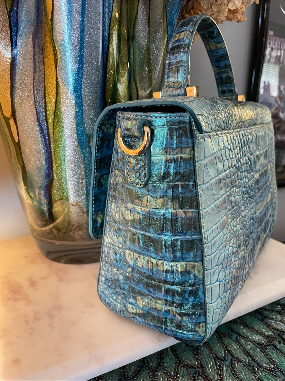 Brahmin Turquoise Sandestin- Danielle genuine leather - Picture 11 of 12